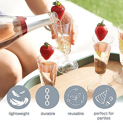 MATANA 50 Plastic Champagne Flutes 5oz with Silver Glitter - Sturdy & Reusable - Cocktails, Prosecco, Mimosa - Toasting Glasses for Birthdays, Weddings, Christmas, BBQ & Parties - color: Silver Glitter, size: 50 Pack