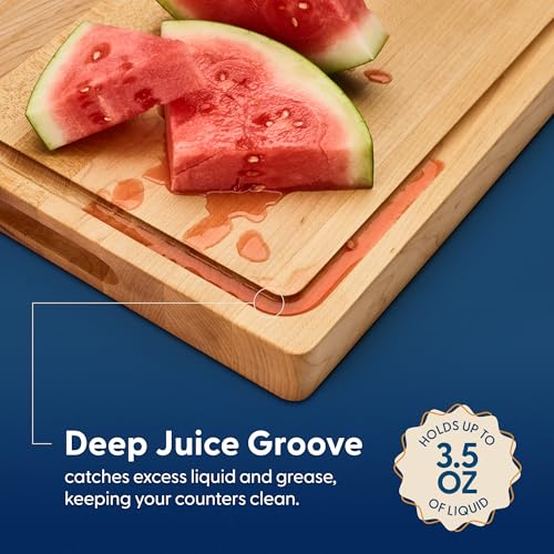 Sonder Los Angeles Winsome Hard Maple Wood Cutting Board, 17x13x1.5 in | Made in USA, Non-Toxic, Edge Grain, Juice Groove & Crackerwell for Charcuterie & Meal Prep, Built-in Handles, Gift Box, 8 lbs - color: Winsome | Maple | Edge Grain