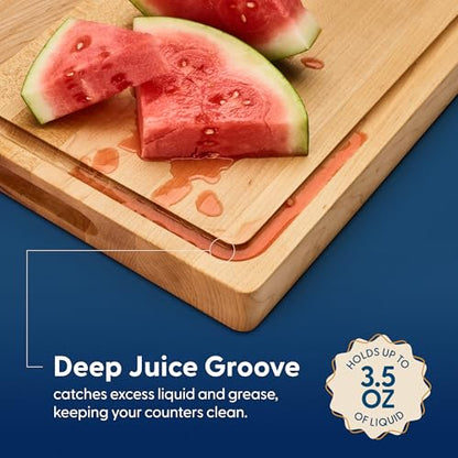Sonder Los Angeles Winsome Hard Maple Wood Cutting Board, 17x13x1.5 in | Made in USA, Non-Toxic, Edge Grain, Juice Groove & Crackerwell for Charcuterie & Meal Prep, Built-in Handles, Gift Box, 8 lbs - color: Winsome | Maple | Edge Grain