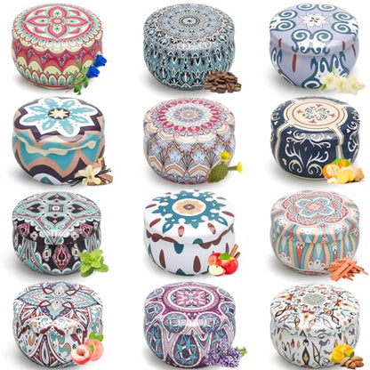 Scented Candles Gift Set, 12 Pack Soy Wax Aromatherapy Candles | 12 Scents, Up To 300-Hour Burn, Gift Box Included, Home Fragrance, Spa Relaxation, Gifts for Women - color: Gray