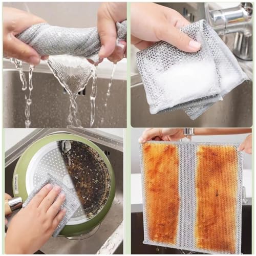 Kitchen Dish Soap Dispenser with Sponge Holder, 5-in-1 Countertop Soap Pump Dispenser, Soap Dispenser for Kitchen Sink with 3-Packs Wire Dishwashing Rag - color: Black (5-in-1)