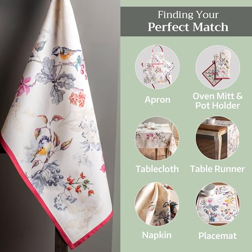 Maison d' Hermine Kitchen Towels Set of 3 Reusable 100% Cotton 27.50" x 20" | Cloth Tea Dish Towels Absorbent with Hanging Loop for Kitchen Dining Hotel Home Thanksgiving Christmas - Equinoxe - Beige - color: 023 - Equinoxe - Beige