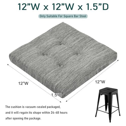 baibu 12 Inches Memory Foam Square Seat Cushion Set of 4, Dual-Layer Design Bar Stool Square Seat Cushion with Ties - 4 Pads Only, Gray (12'' (30CM)) - color: Grey, size: 12x12x1.5 Inch (Pack of 4)