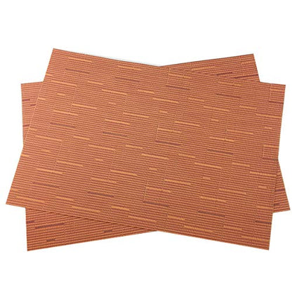 Exquisite Woven Vinyl Placemats for Dining Table Heat Resistant PVC Table Mats (Pack of 6, Orange) - color: Pin Stripes-orange