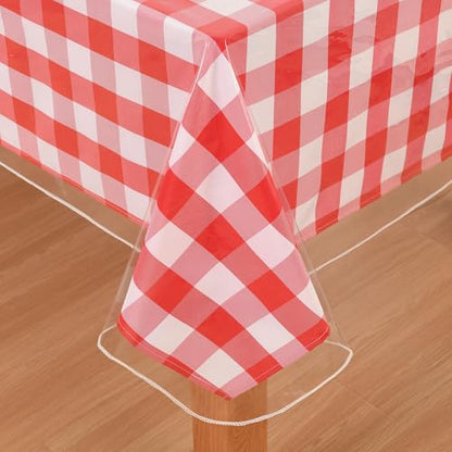 DWCN Clear Plastic Tablecloth Rectangle - 100% Waterproof, Oilproof, Stain Resistant Table Cloth Protector Transparent PVC Vinyl Table Cover for Dining, Parties, 54 x 80 Inch - size: 80" x 54" (Rectangular)