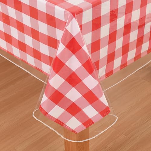 DWCN Clear Plastic Tablecloth Square - 100% Waterproof, Oilproof, Stain Resistant Table Cloth Protector Transparent PVC Vinyl Table Cover for Dining, Parties, 54 x 54 Inch - size: 54" x 54" (Square)