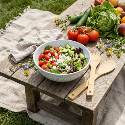 Large Ceramic Dinner Bowl - Handmade Salad Bowl Set, 58 oz. Dishwasher and Oven Safe, Vanilla White 9.5 inch”