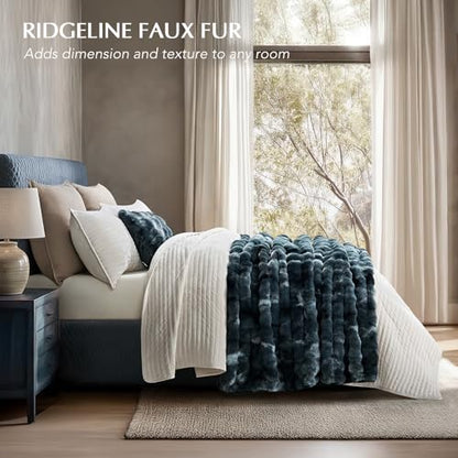 Faux Rabbit Fur Bubble Throw Blanket, 60"x80", Marble Deep Indigo | Ultra Soft, Luxury Faux Rabbit Fur Throw, Thick Warm Bubble Blanket, Cozy Fluffy Reversible, for Bed, Couch, Chair, Sofa - color: Deep Indigo Marble, size: 60"x80"