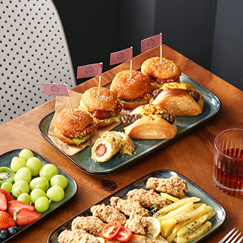 vancasso Stern Serving Platters Set of 3, 15/13/ 11 Inches Rectangular Serving Plates, Green Serving Trays for Entertaining, Party - color: Green, size: 3 Pieces