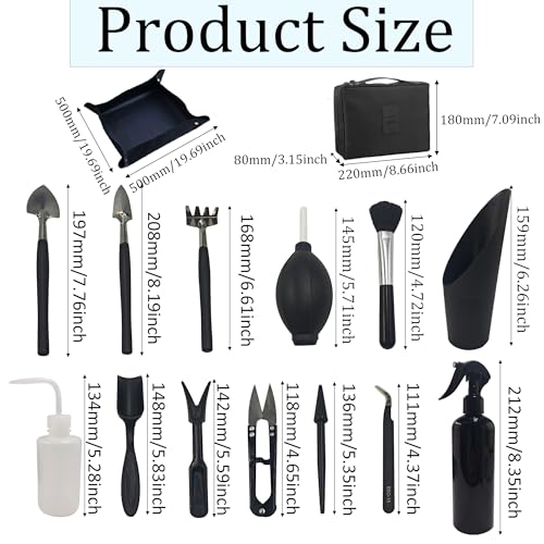 15Pcs Succulent Tools Kit with Organizer Bag Plant Repotting Mat Mini Garden Transplanting Tools for Indoor Outdoor Miniature Plant Care