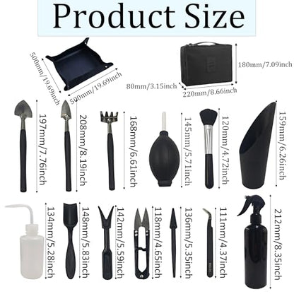 15Pcs Succulent Tools Kit with Organizer Bag Plant Repotting Mat Mini Garden Transplanting Tools for Indoor Outdoor Miniature Plant Care