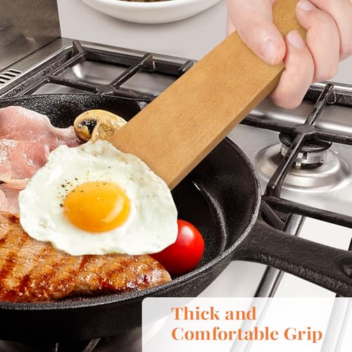 MORGLES 3Pcs Acacia Wood Spatula Set, Non-Scratch 12" Cooking Turner | Acacia wood, non-scratch for nonstick/cast iron, 3-pc w/ scraper, 12" ergo handle, flips/stirs/scrapes, gift - color: Acacia Dark Brown