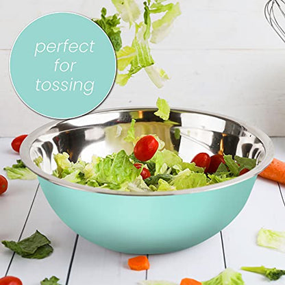 Stainless Steel Mixing Bowls Set, 5-Piece Meal Prep & Food Storage | .75, 1.5, 3, 4 & 5 Quart Metal Mixing Bowls Set for Prep, Serving, Baking & Food Storage, Ecofriendly, Dishwasher Safe, Blue - color: Blue