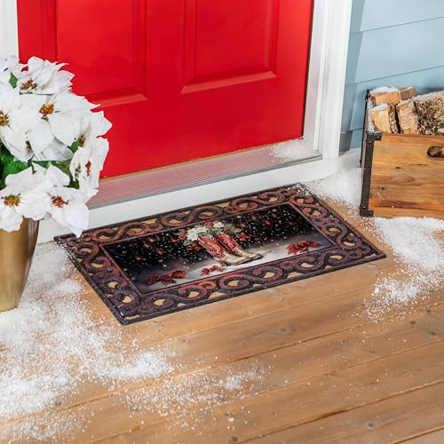 Evergreen Flag Holiday Christmas Sassafras Switch Mat 22" x 10", Interchangeable Front Door Mat Outdoor Entrance, Indoor Entryway Rug, Winter Sassafras Doormat Inserts (Christmas Cowboy Boots)