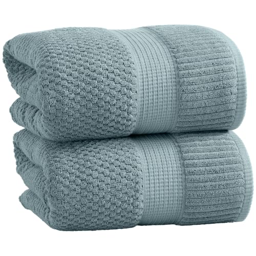 2 Pack Oversized Bath Towels 100% Cotton | Green Towels | Oeko‑TEX Standard 100 | Soft & Absorbent, Quick‑Dry | Trinity Collection - Stormy Sea - color: Stormy Sea, size: Oversized Bath Towels (2 Pack)