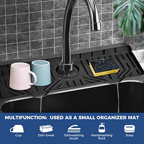 BFONS XL Silicone Faucet Handle Drip Catcher Tray, 18.1in x 5.7in x 0.79in, Black - size: Black(1Pack): 18.1"x5.7"
