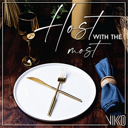Vikko Salad Plate, Set of 4 White Plates, Bone China, Stackable 10 Inch Dinner Plates, Dishwasher Safe - size: 10 Inch