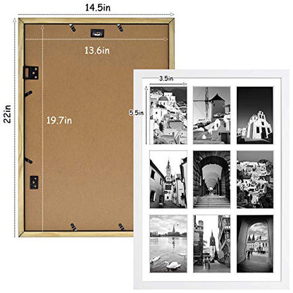 Golden State Art 9-Openings 4x6 White Wood Collage Picture Frame Solid Wood | Fits Nine 4x6 Photos, White Mat, Photo, Art,13.6x19.7 Poster or Print Display, Tempered Glass,White Frame Finish,1 Pack - color: White, size: 1 Pack