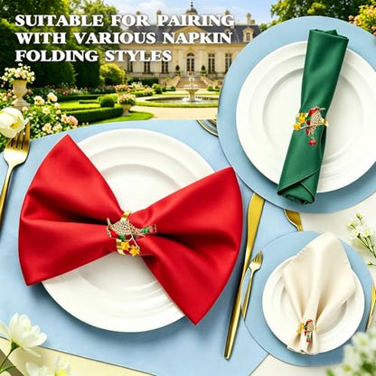 Hummingbird Napkin Rings Set of 6 Sparkly Rhinestone Bird Napkin Holder for Spring Party Garden Wedding Baby Shower Decor,Elegant Dining Table Setting for Holiday Gathering & Family Dinner - style: Red