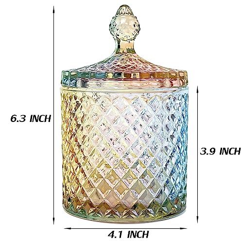 Colorful Crystal Glass Candy Snack Barrel Storage Jar Embossed Luxury Cookie Buffet Canister With Lids Jewelry Box Jar Biscuit Containers - color: Big Cylinder