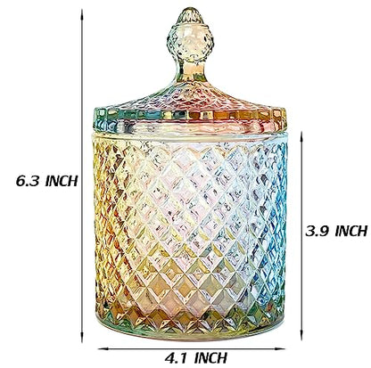 Colorful Crystal Glass Candy Snack Barrel Storage Jar Embossed Luxury Cookie Buffet Canister With Lids Jewelry Box Jar Biscuit Containers - color: Big Cylinder
