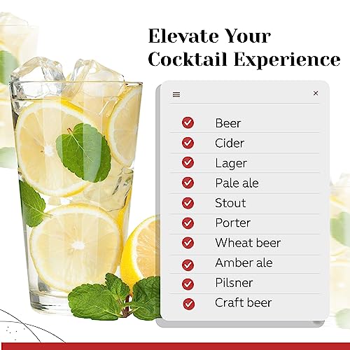 Pint Glasses Set of 6 - 16 oz Drinking Glasses Made for Cold Beverages - 16 oz Mixing Glass & Highball Set of 6 for Homes, Pubs & More - Freezer & Dishwasher-Friendly Cocktail Glasses, PARNOO - size: 6 Pack