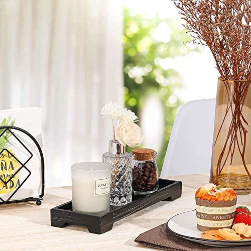 Luxspire Marble Tray for Soap Dispenser Perfume Jewelry, S, Ink Black | 11 x 4 inch, non-slip waterproof resin, easy wipe clean, fits bath kitchen vanity, holds jewelry toiletries soap - color: A - Ink, style: Small