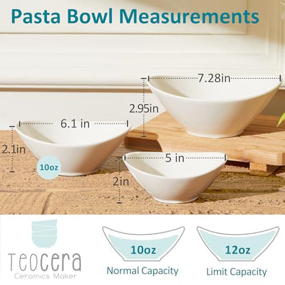 Teocera 6 Inch Ceramic Breakfast Bowls Set of 6, 10 Ounce Small Yogurt Bowls for Salad, Soup, Dessert, Microwave & Dishwasher Safe - White - color: White, size: 10 Ounce