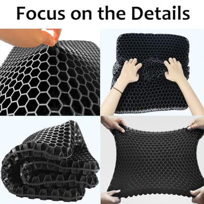 Egg Gel Seat Cushion, Breathable Gel Cushion Chair Pads with Non-Slip Cover for Home Office Car Wheelchair, Honeycomb Design Egg Seat Cushion As Seen On TV (Black) - color: Black, size: 16 x 14 x 1.65 inch