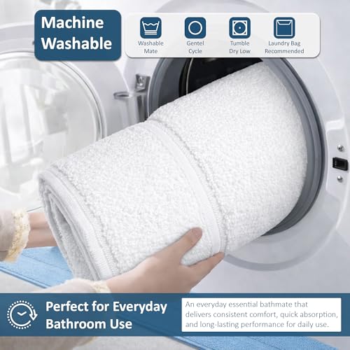 Rajlinen Cotton Bath Mat 2 Pack 23x36-100% Cotton 500 GSM Highly Absorbent Hotel Spa Bathroom Floor Mats, Aesthetic White Bath Mat Towels, Machine Washable Shower/Bathtub Rugs - color: White