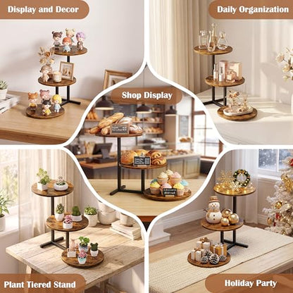 Emfogo 3 Tier Cupcake Tower Stand for 24 Cupcakes, Wooden Tiered Tray Stands, Display Cup Cake Dessert Tower for Party Afternoon Tea, Food Holder Stand for Baby Shower Wedding Birthday (1 Pack) - color: 1pack 9.8" diameter