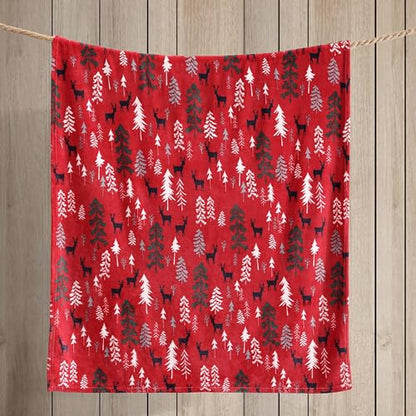 Eddie Bauer - Throw Blanket, Ultra-Soft & Reversible Plush Bedding, Blanket for Couch & Bed (Deer Woods Red, 50" x 60") - color: Deer Woods Red, size: 50" x 60"