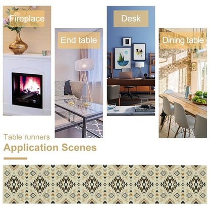 Aztec Geometric Ethnic Table Runner, Western Traditional Style Table Runner for Kitchen Family Dinner Table Holiday Party Farmhouse 13x36in - color: Aztec-1, size: 13x36in