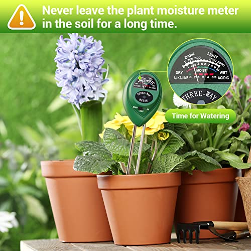 Dr.meter Plant Moisture Meter 3 in 1 Soil Moisture Light pH Tester | Soil Probe Test Kits for Indoor Outdoor Plant Care, Hydrometer for Plants, No Battery Needed