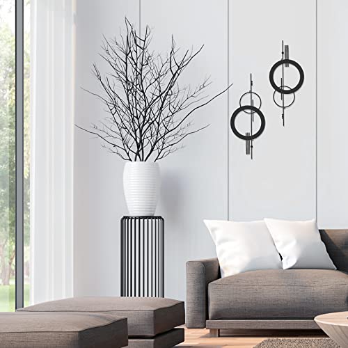 Peryiter 2 Pcs Small Metal Abstract Wall Art 15.7 Inch Black Metal Geometry Wall Decor Minimalist Single Line Art Vertical Sculptures Geometric Modern Hanging for Living Room Bathroom