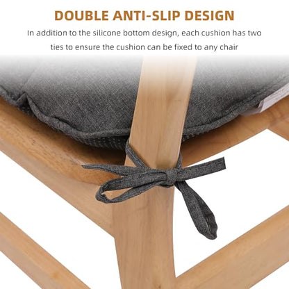 RACE LEAF Indoor Chair Cushions 4 Pack, Tufted Memory Foam Dining Room Chair Pads with Ties and Non-Slip Backing, Kitchen Seat Cushions 15.5" X 15.5" Dark Gray - color: Drak Gray