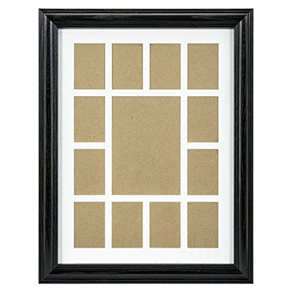 Craig Frames 440BK 12 by 16-Inch Black Picture Frame, Single White Collage Mat with 13 Openings - color: 13-Opening School Year Mat - 440BK Frame