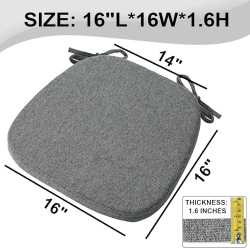 SINOSSO 1 Pack Memory Foam Chair Cushions for Dining Chair, Friendly Woven Fabric 16" U-Shape Comfortable Kitchen Chair Pad, Removable Slip Resistant Seat Cushion (1 Piece, Dark Grey) - color: Dark Grey
