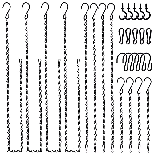 Swpeet 15Pcs Black 9.5 Inch Garden Plant Hangers Hanging Chain Assortment Kit, Garden Plant Hangers Hanging Basket Chains for Decorative - size: Assortment Kit