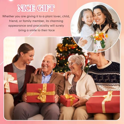 Honoson 4 Pcs 3D Printed Smile Face Planter Pot, Cute Plant Pots for Indoor Outdoor, Unique Sitting Pot with Movable Leg, Funny Flower Pots Gifts for Mother and Appreciation Christmas
