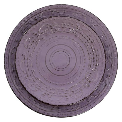 Elama Malibu Mica 16-Piece Stoneware Embossed Pattern Reactive Glaze Purple Dinnerware Set, Tableware, Serveware Set (Mica Purple) - color: Mica Purple