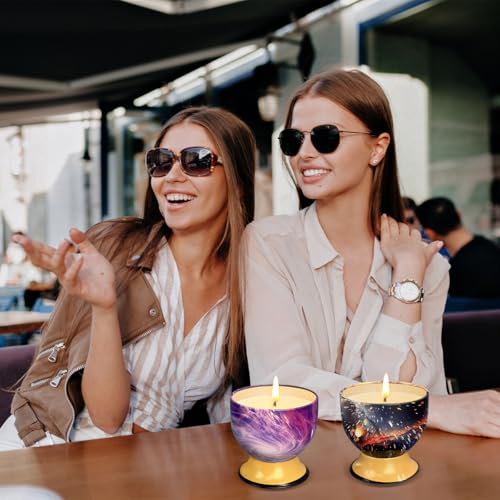 2 Packs -4 Ounces Household Aromatherapy Candles, Lemon, French Vanilla Natural Soy Candles, Portable tin can Candle Set, Suitable for Travel, spa, Bathing, Yoga, Home Decoration