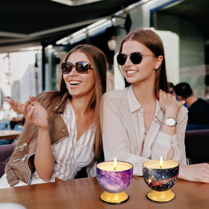 2 Packs -4 Ounces Household Aromatherapy Candles, Lemon, French Vanilla Natural Soy Candles, Portable tin can Candle Set, Suitable for Travel, spa, Bathing, Yoga, Home Decoration