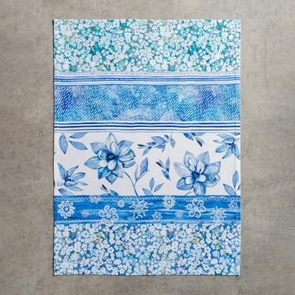 Maison d' Hermine Kitchen Towels Set of 3 Reusable 100% Cotton 27.50" x 20" | Cloth Tea Dish Towels Absorbent with Hanging Loop for Kitchen Dining Party Wedding Hotel Home Spring Summer - Summer Blues - color: 039 - Summer Blues