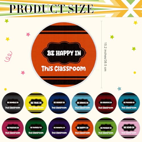 12 Pcs Carpet Circle Seats, 15 Inch Round Classroom Rug, Non Slip Corner Floor Cushion Mat, Circle Time Rug for Living Room, Learning, Playing Areas, Story Time, Group Activity(Crayon) - style: Crayon