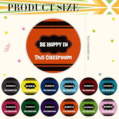 12 Pcs Carpet Circle Seats, 15 Inch Round Classroom Rug, Non Slip Corner Floor Cushion Mat, Circle Time Rug for Living Room, Learning, Playing Areas, Story Time, Group Activity(Crayon) - style: Crayon
