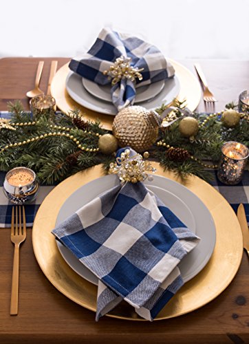 DII Buffalo Check Collection, Classic Farmhouse Cloth Napkin Set, 20x20, Navy & Cream, 6 Piece - color: Navy & Cream, size: 20" x 20" (Set of 6)
