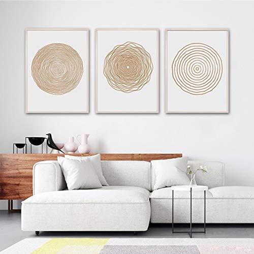 Mid Century Modern Boho Canvas Print - Abstract Geometric Canvas Wall Art Set - Scandinavian Wall Art for Living Room & Bedroom Decor - No Framed