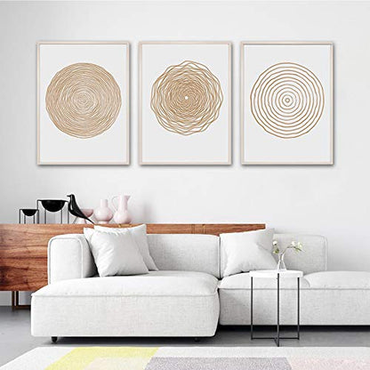 Mid Century Modern Boho Canvas Print - Abstract Geometric Canvas Wall Art Set - Scandinavian Wall Art for Living Room & Bedroom Decor - No Framed