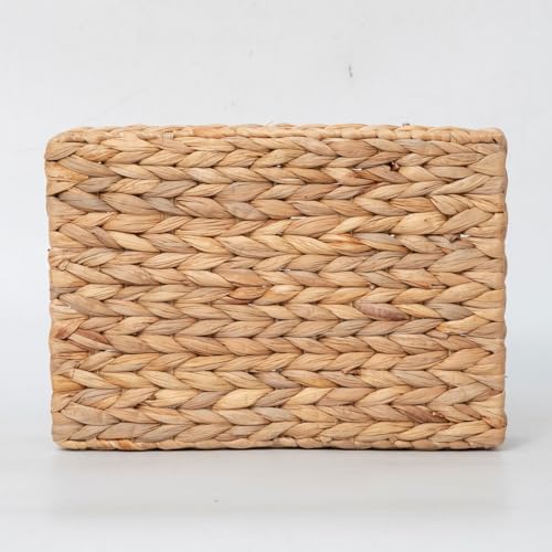 Water Hyacinth Storage Basket - Small Rustic Rectangle Woven basket Organizer with Handle for Home & Office Decor (Hyacinth) - style: Hyacinth